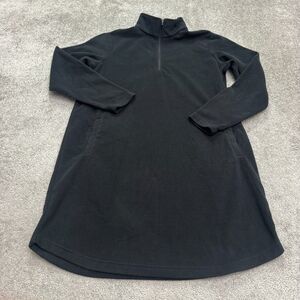 Lands' End Fleece Cozy Lofty 1/4 Zip Sweater Jacket Dress Womens Large Black